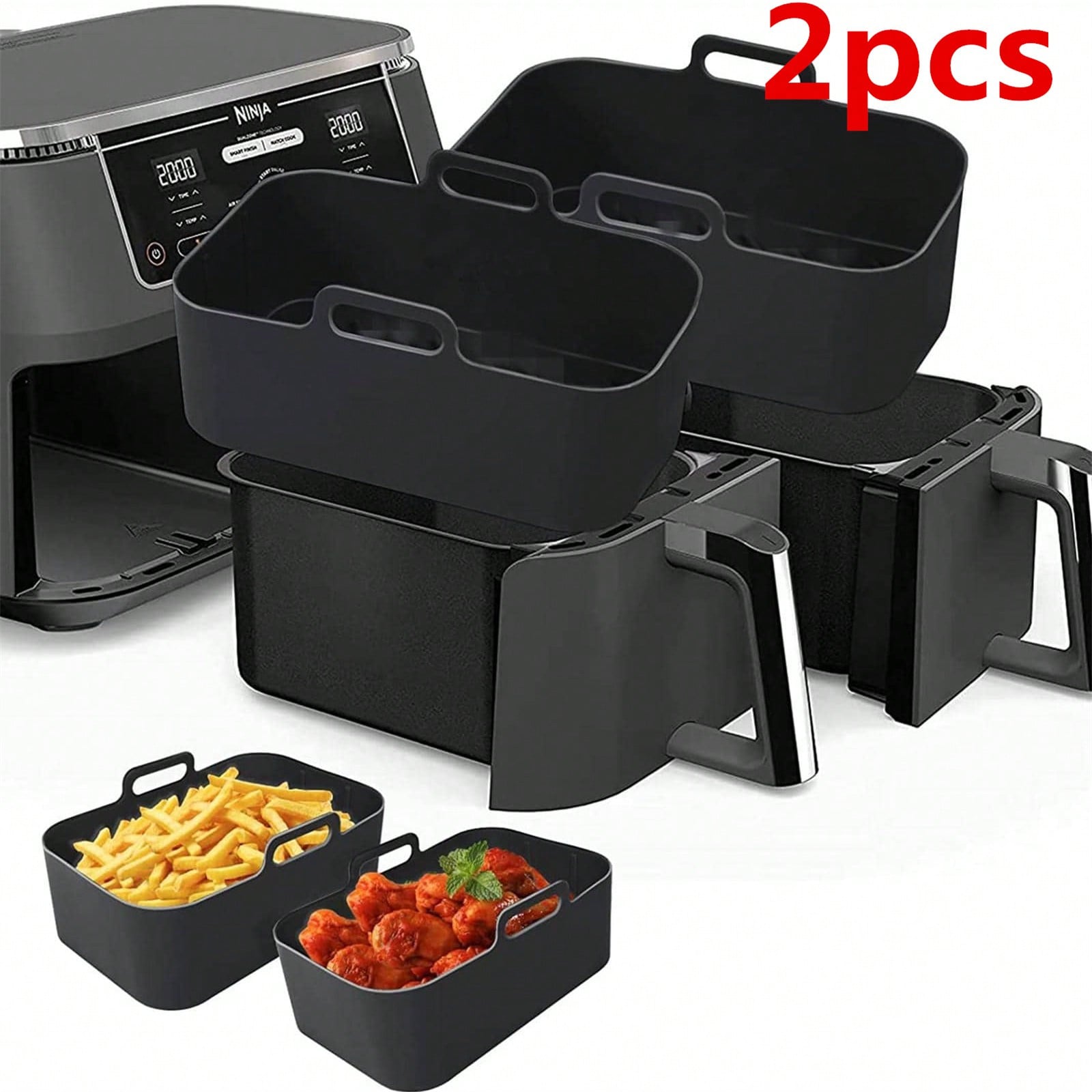 Air Fryer - 2pcs Air Fryer Silicone Liners, Rectangular